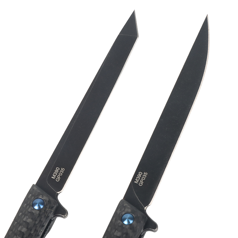 Real M390 Powder Steel Pen Carbon Fiber Handle Folding Knife UD408794
